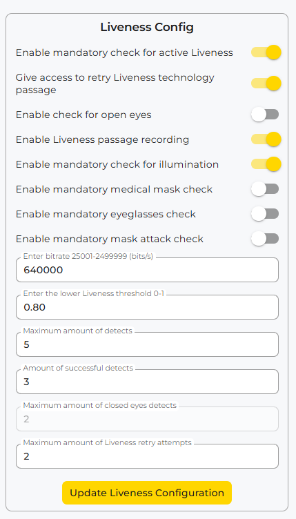 Liveness Configuration
